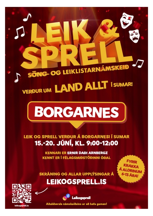 Leik og Sprell söng- og leiklistarnámskeið í Borgarnesi