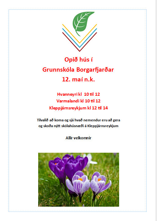Opið hús í Grunnskóla Borgarfjarðar 12. maí