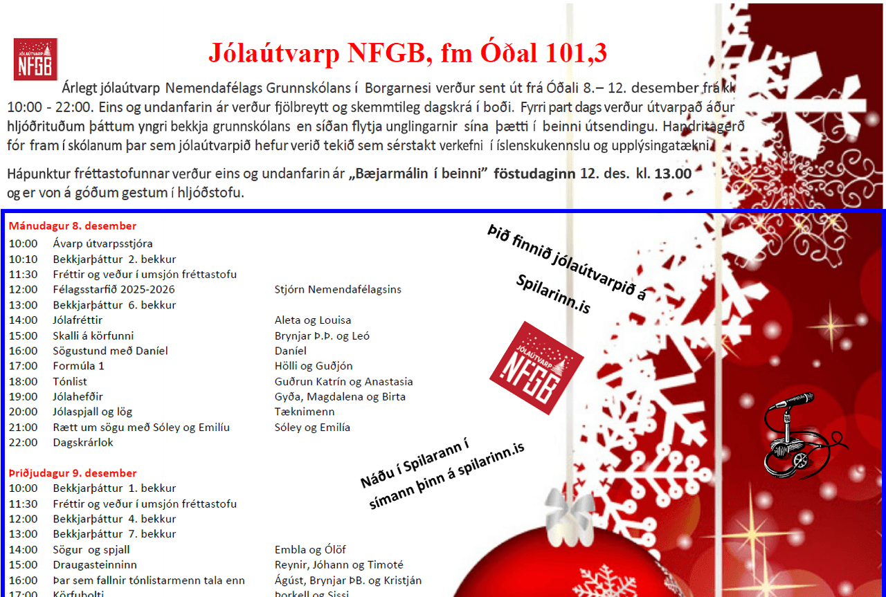 Dagskrá jólaútvarpsins 2025