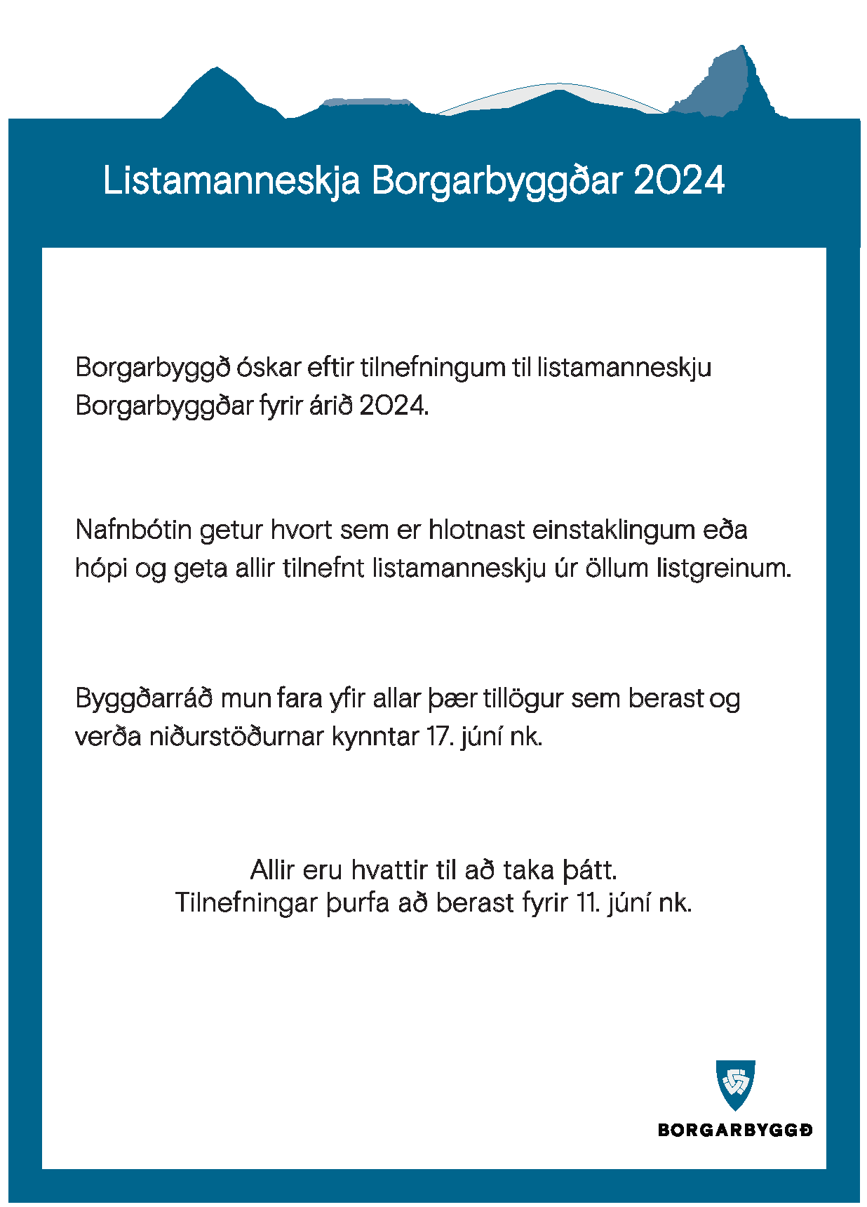 Listamanneskja Borgarbyggðar 2024
