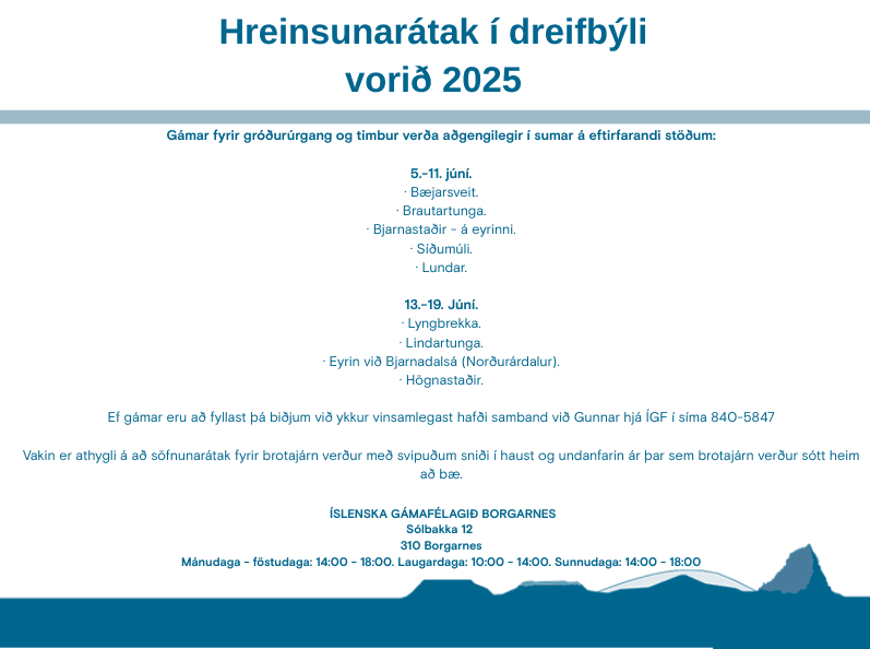 Hreinsunarátak í dreifbýli sumarið 2025