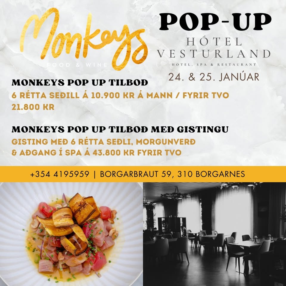 Monkeys kemur með POP-UP á Hótel Vesturland!